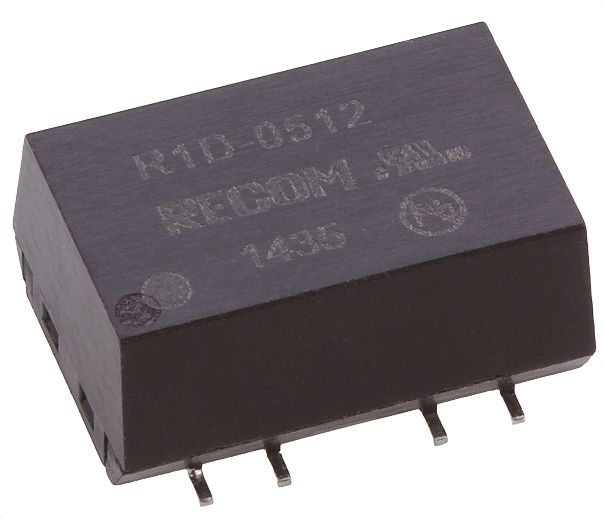 Recom R1D DC-DC Converter, ±12V dc/ ±42mA Output, 4.5 → 5.5 V dc Input, 1W, Surface Mount, +100°C Max Temp -40°C