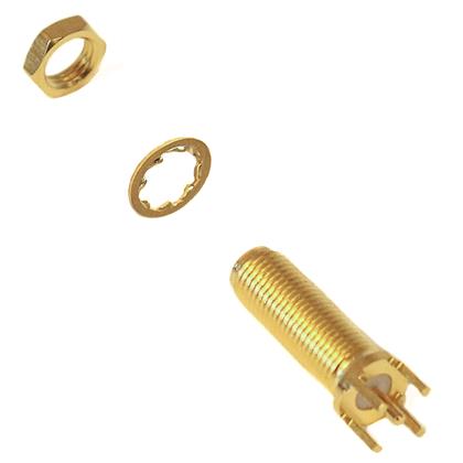 Mueller Electric, Jack PCB Mount SMA Connector, 50Ω, Solder Termination, Straight Body