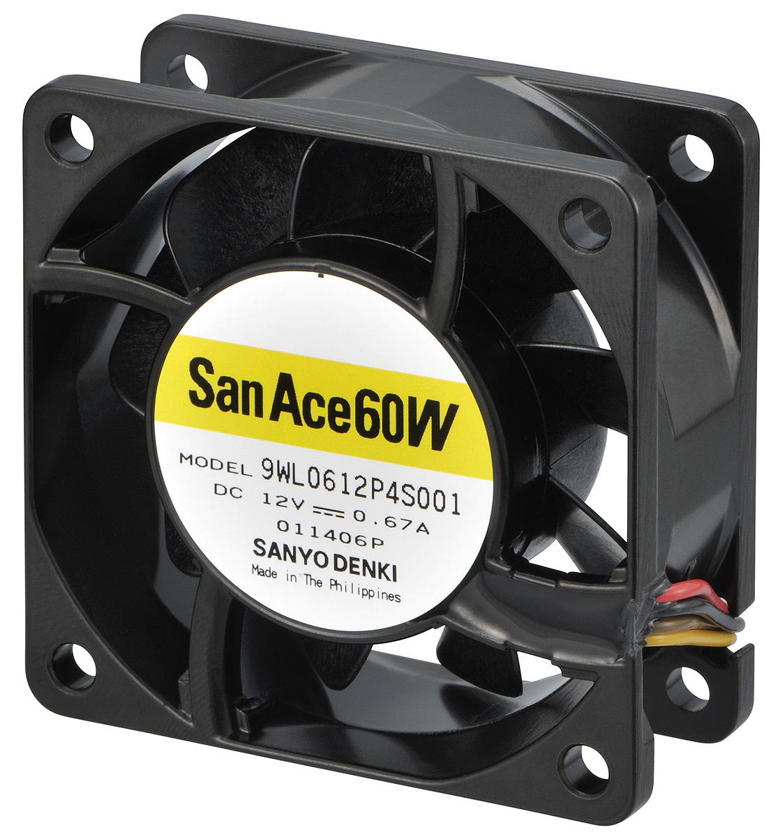 Sanyo Denki San Ace 9WL Series Axial Fan, 12 V dc, DC Operation, 84m³/h, 8.04W, 670mA Max, IP68, 60 x 60 x 25mm