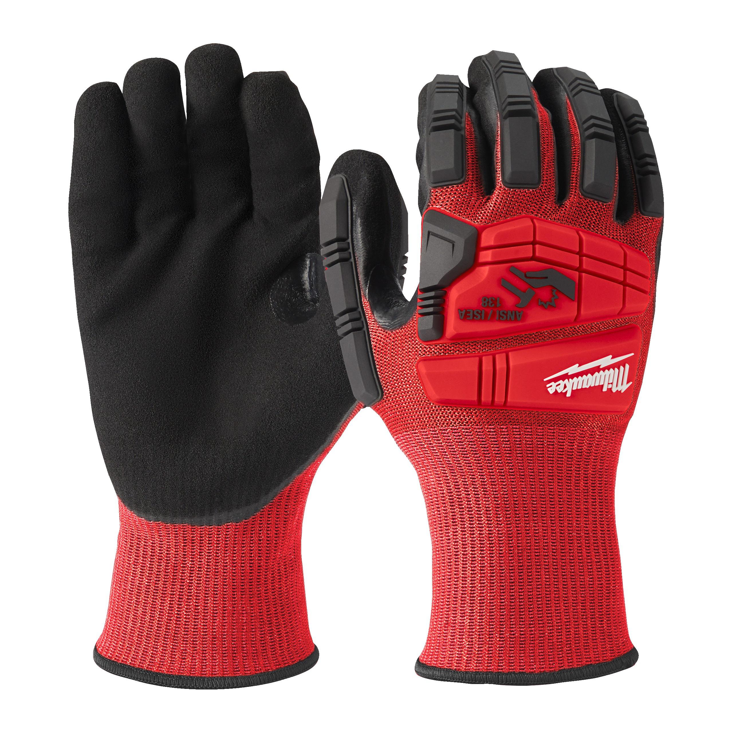 Milwaukee Impact Cut Level Red Work Gloves, Size 7, Nitrile Coating