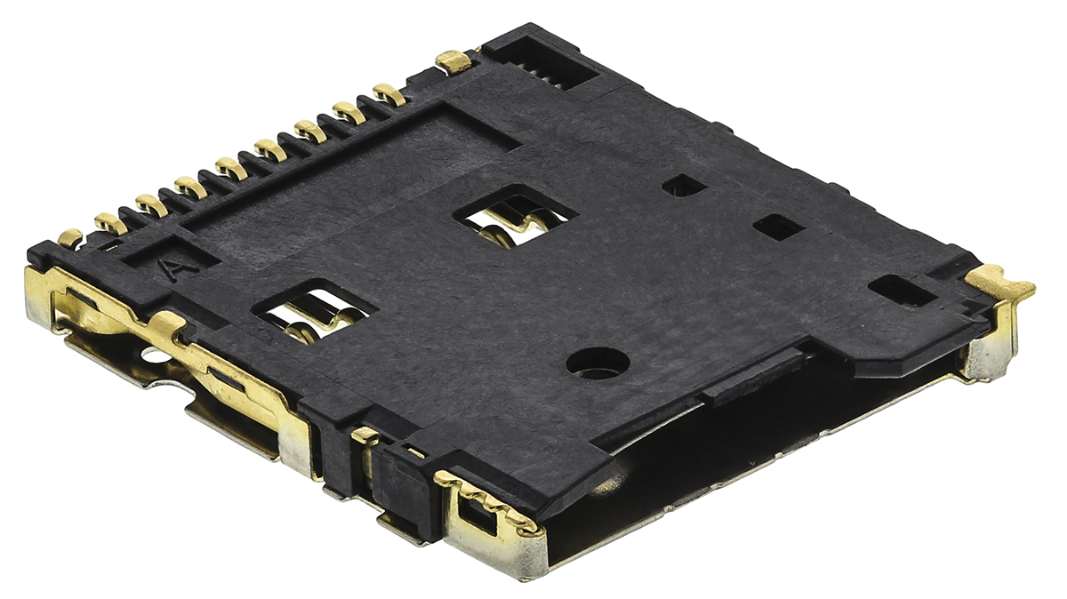 Hirose 8 Way Right Angle Micro SD Memory Card Connector With Solder Termination