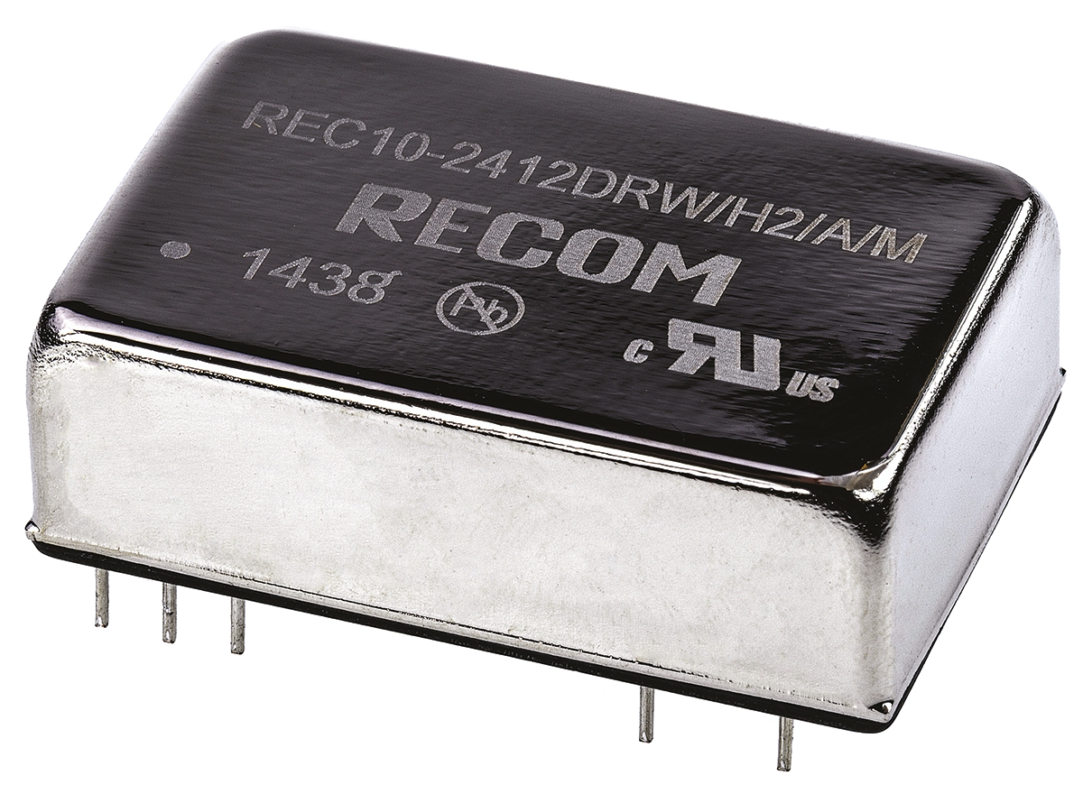 Recom REC10/M DC-DC Converter, ±12V dc/ ±416mA Output, 18 → 36 V dc Input, 10W, Through Hole, +75°C Max Temp