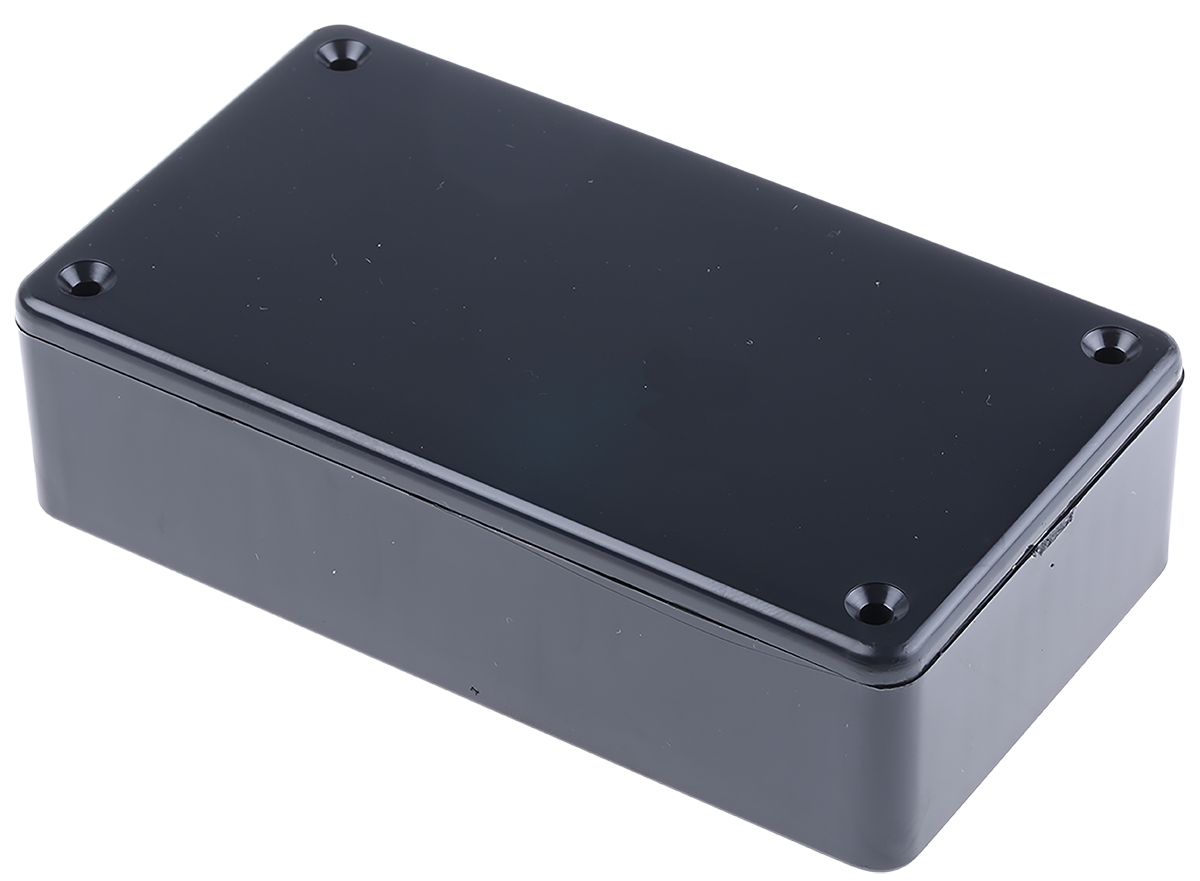 Hammond 1591 Series Black ABS Enclosure, IP54, Black Lid, 112 x 62 x 27mm