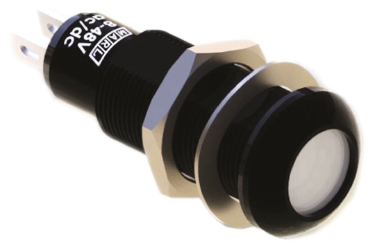 Marl Red Panel Mount Indicator, 8 → 48V, 9.6 x 8.7mm Mounting Hole Size, Solder Tab Termination, IP67