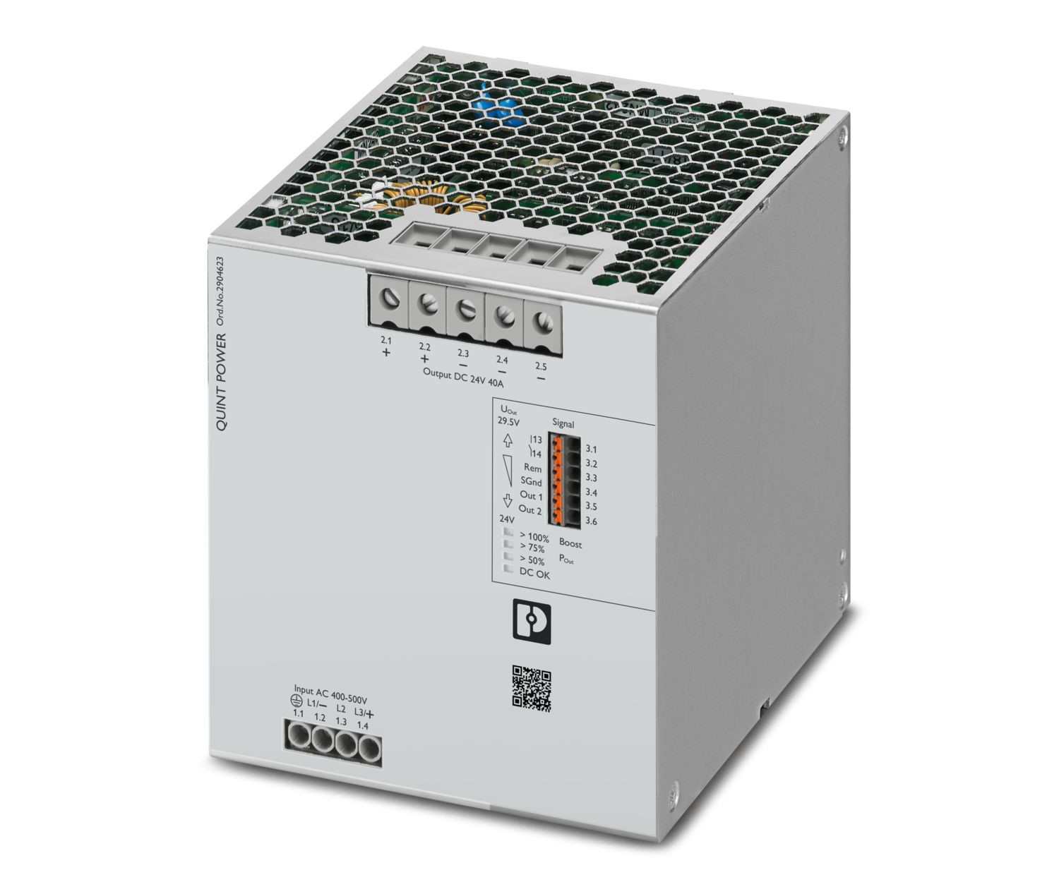 Phoenix Contact QUINT POWER Switched Mode DIN Rail Power Supply, 400 → 500V ac ac Input, 26V dc dc Output, 2.2
