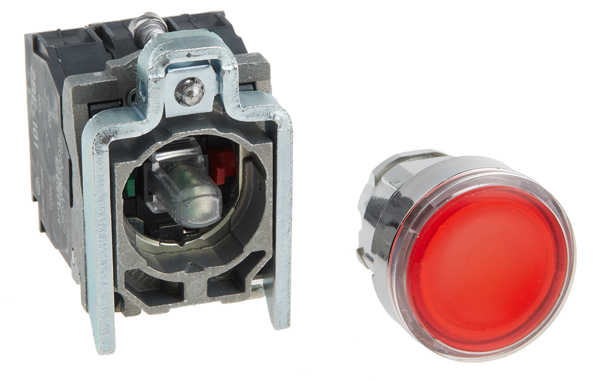 Schneider Electric Harmony XB4 Series Illuminated Push Button, Panel Mount, 22mm Cutout, SPDT, IP66, IP67, IP69(IP69K)