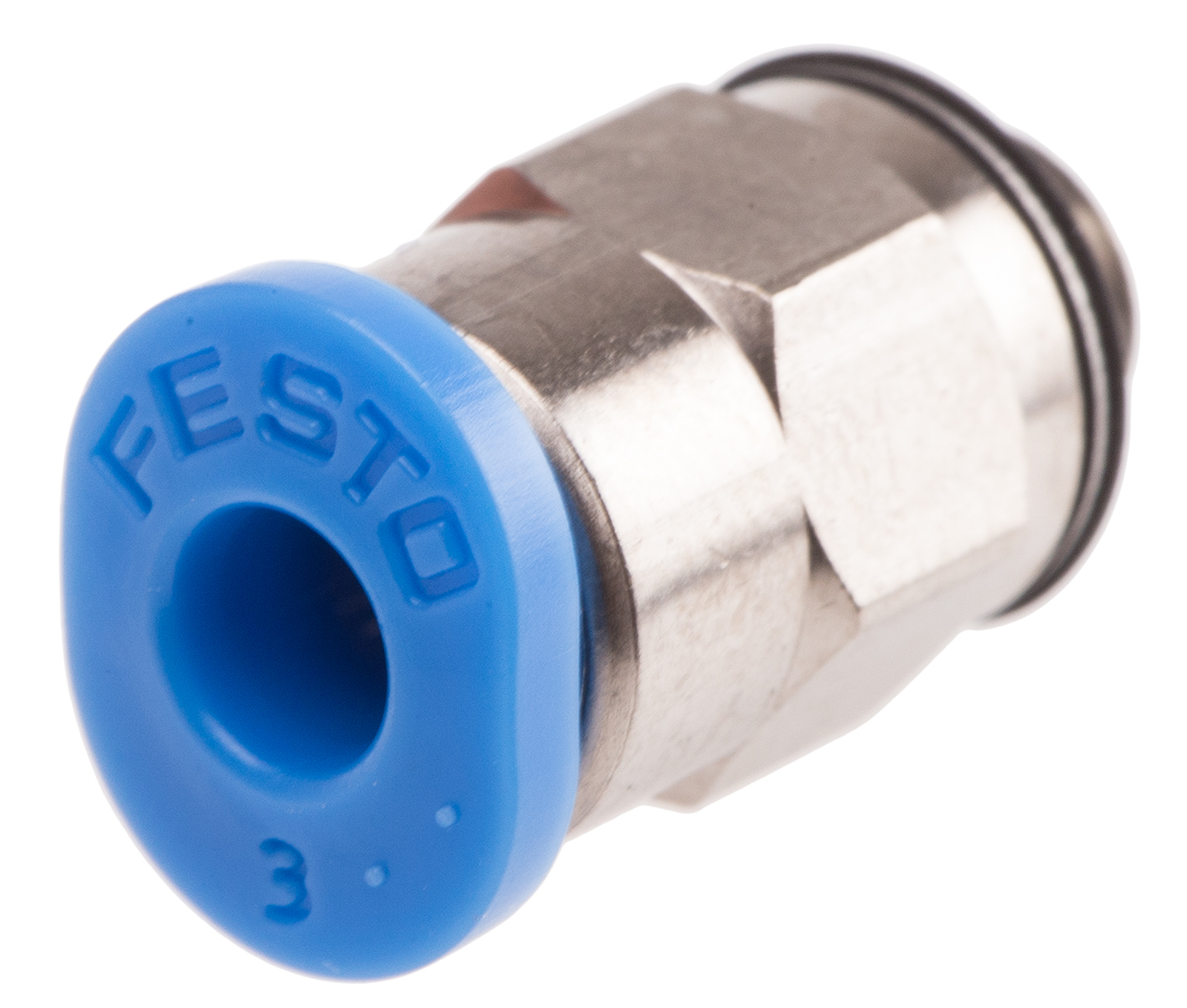 Festo QS Series Straight Threaded Adaptor, M5 Male to Push In 3 mm, Threaded-to-Tube Connection Style, 153302
