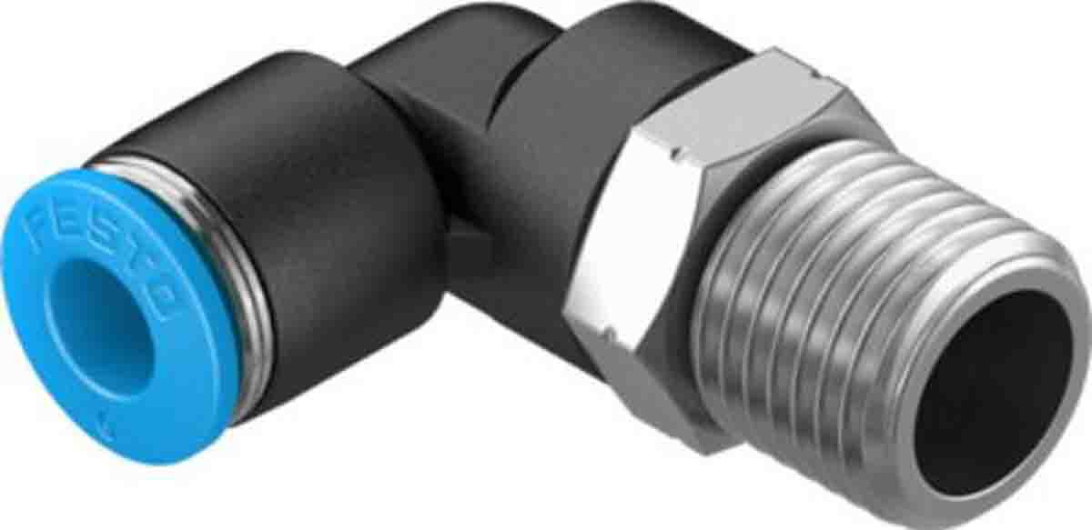 Festo Elbow Threaded Adaptor, R 1/4 Male to Push In 6 mm, Threaded-to-Tube Connection Style, 130731