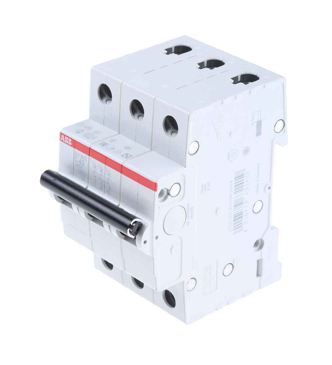 ABB Compact Home SH200 MCB, 3P, 40A Curve C, 440V AC, 6 kA Breaking Capacity