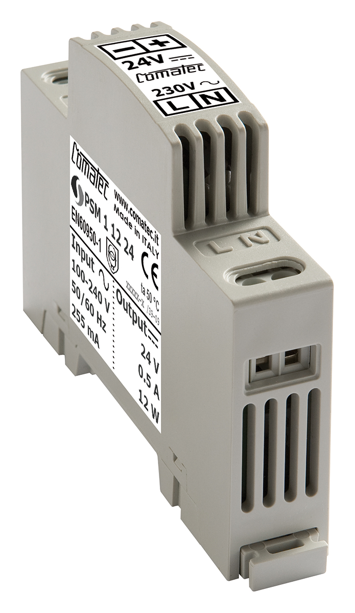 Comatec PSM1 Switched Mode DIN Rail Power Supply, 90 → 260V ac ac Input, 24V dc dc Output, 500mA Output, 12W