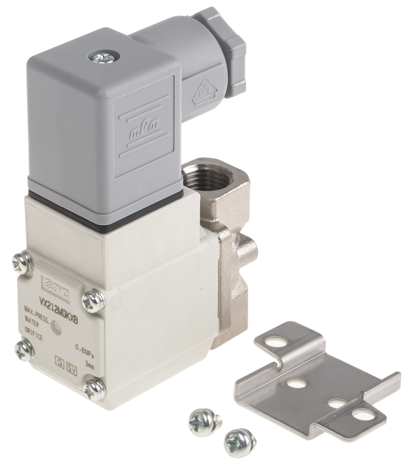 SMC 2/2 Pneumatic Solenoid Valve - Solenoid/Spring G 1/4 VX21 Series 24V dc