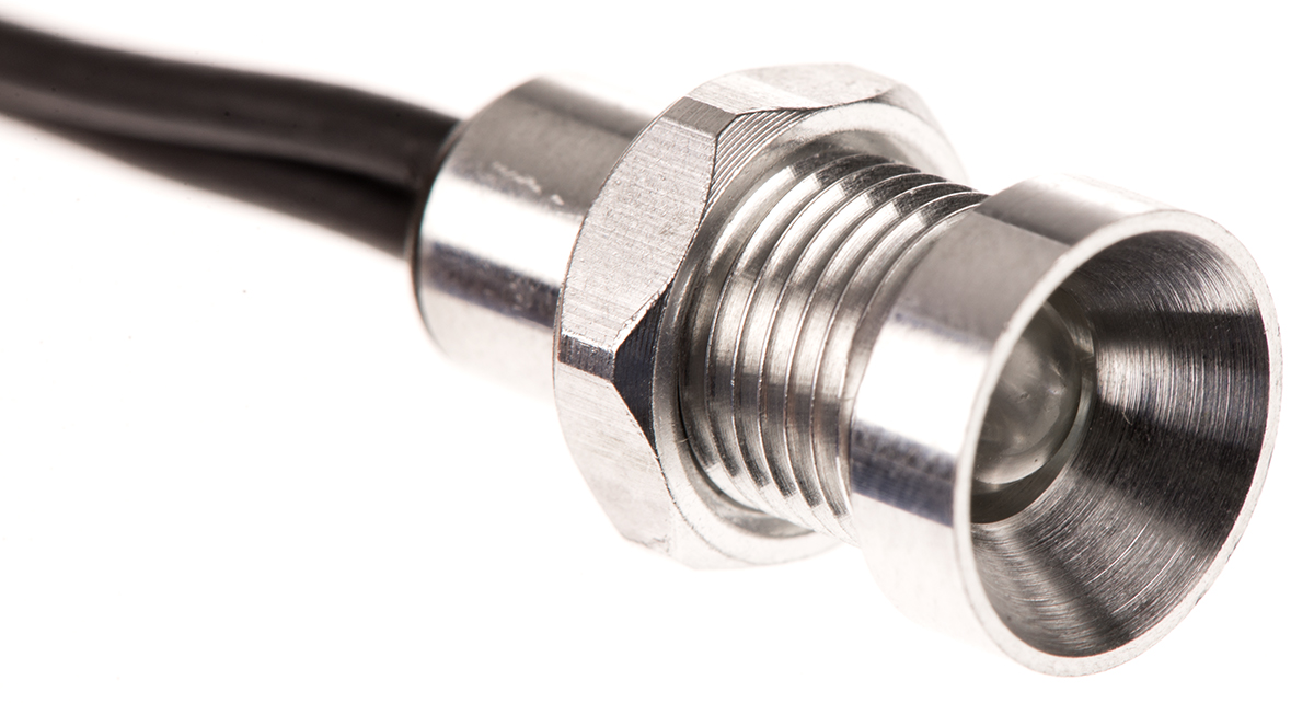 Oxley White Panel Mount Indicator, 8mm Mounting Hole Size, Lead Wires Termination, IP67