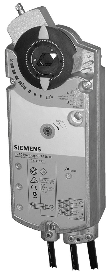 Siemens GCA326 Series Single Acting with Return Spring Action Rotary Actuator, 90° Rotary Angle