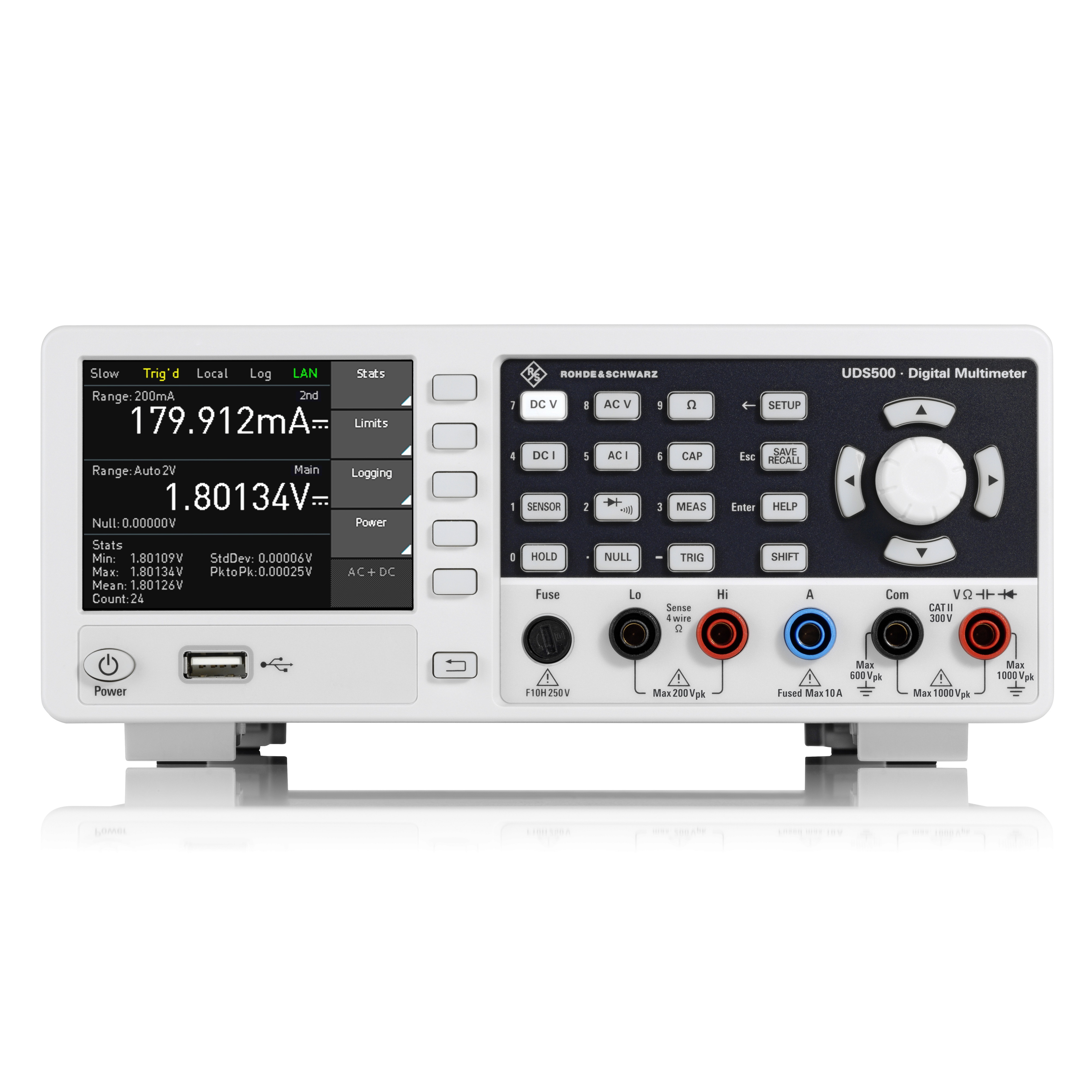 UDS500 Digital Multimeter, True RMS, 10A ac Max, 10A dc Max, 750V ac Max - UKAS Calibrated