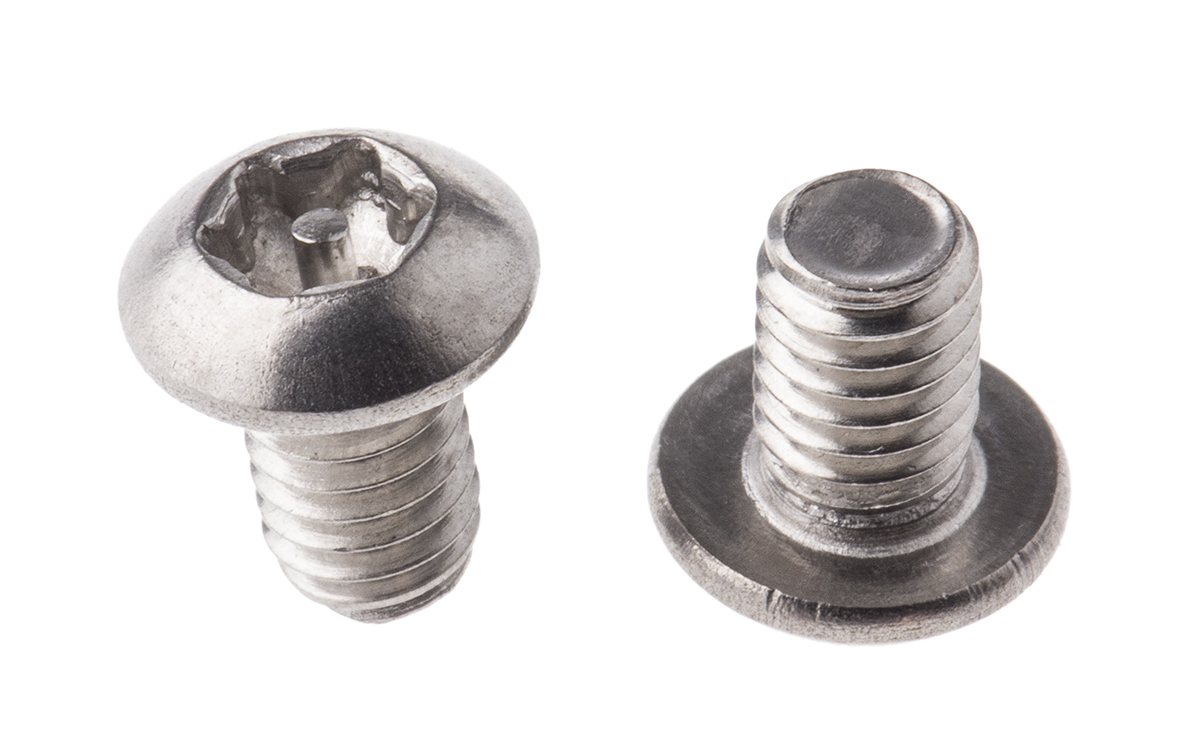 RS PRO Plain Button Stainless Steel Tamper Proof Security Screw, M4 x 6mm