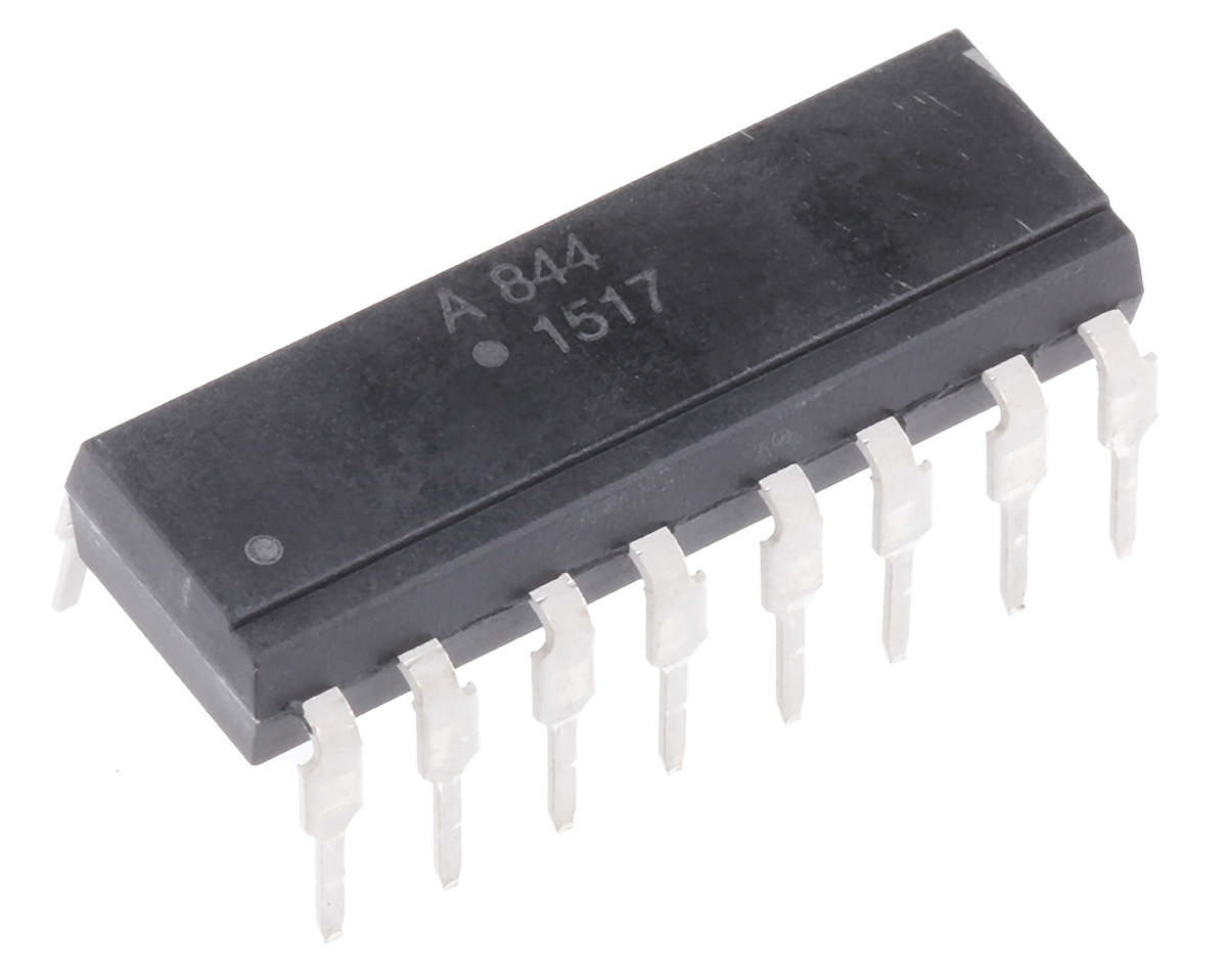 Broadcom, ACPL-844-000E AC Input Transistor Output Quad Optocoupler, Through Hole, 16-Pin PDIP