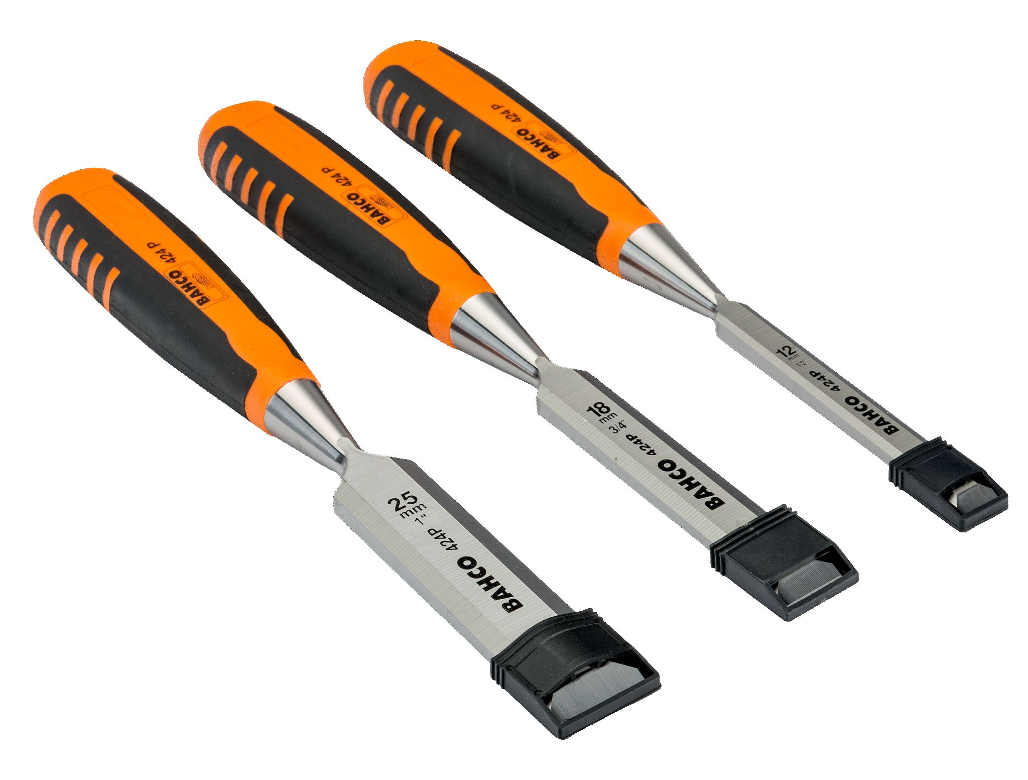 Bahco 3 Piece Stainless Steel Wood Chisel Set, 12 mm, 18 mm, 25 mm Blade Width