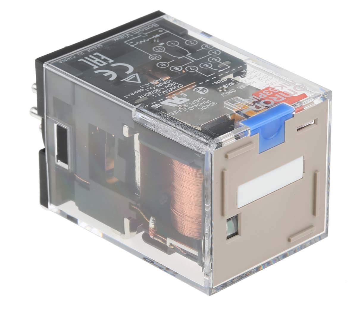 Omron Plug In Power Relay, 24V dc Coil, 10A Switching Current, 3PDT