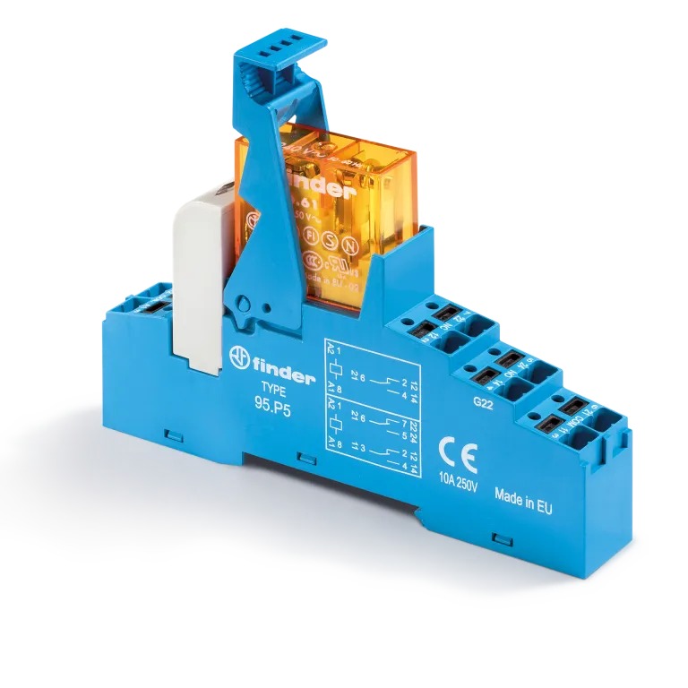 Finder 48 Series Interface Relay Module, DIN Rail Mount, 12V Coil, SPDT, 1-Pole, 16A Load