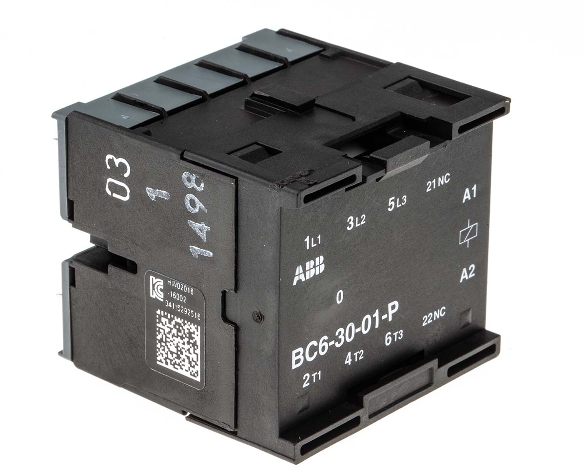 ABB BC6 Contactor, 24 V Coil, 3-Pole, 6 A, 4 kW 24 V, 3 NO, 690V