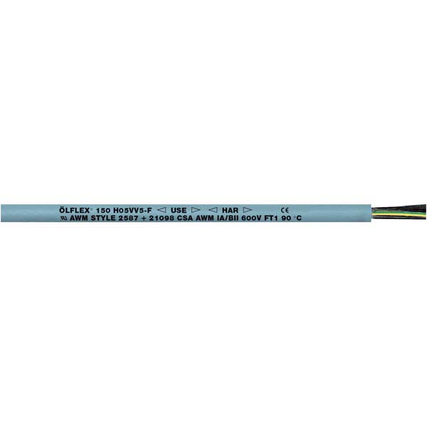 Lapp ÖLFLEX 150 Control Cable, 7 Cores, 0.75 mm² CSA 18 AWG, Unscreened, 50 m, Grey Polyvinyl Chloride Sheath