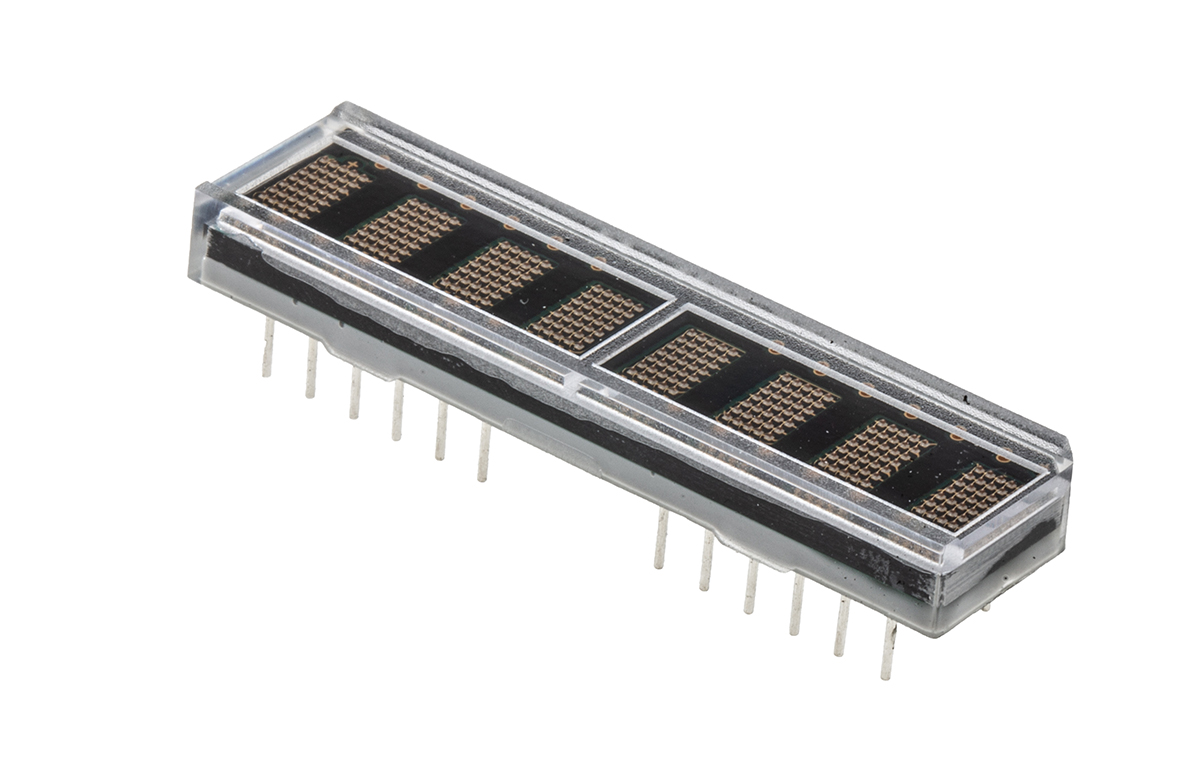 HDSP-2533 Broadcom 8 Digit Dot Matrix LED Display, 7 x 5 Dot Matrix Green 7.5 mcd 4.6mm