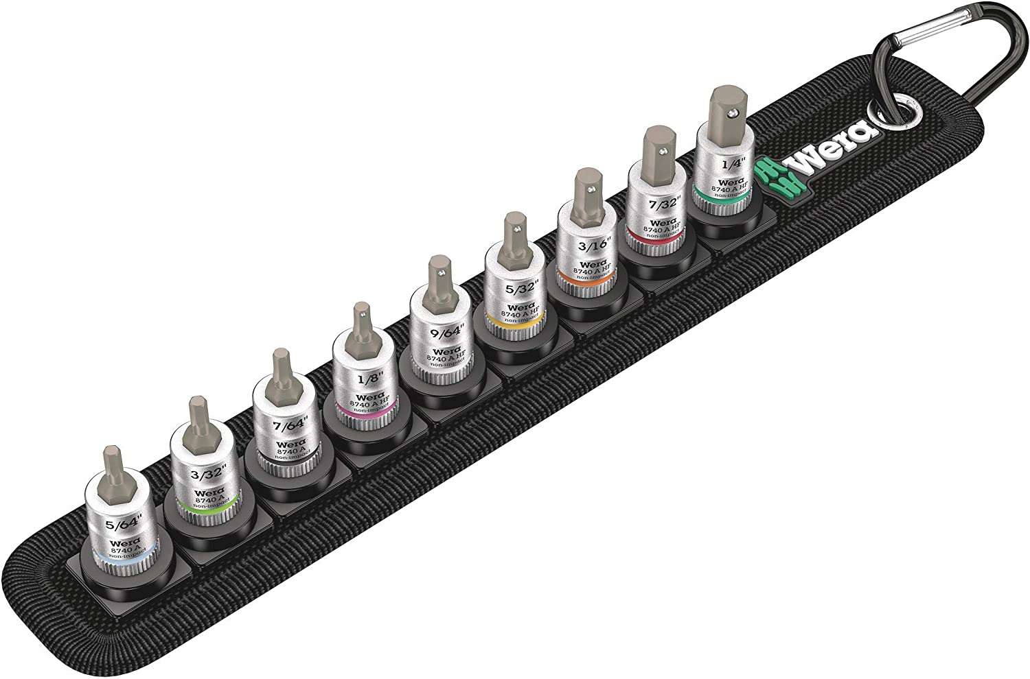 Wera 9-Piece Imperial 1/4 in Bit Socket Set , Hex Bit