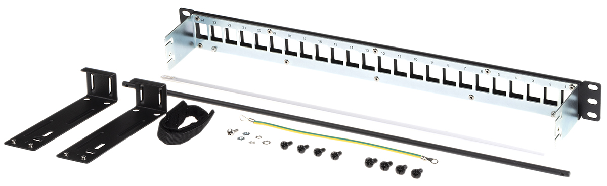 Belden KeyConnect Series Cat5e, Cat6 24 Port Keystone Patch Panel Shielded 1U Black
