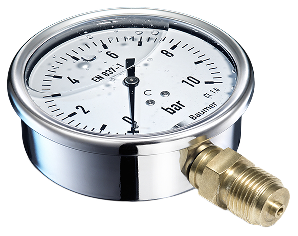 Bourdon Analogue Pressure Gauge 16bar Bottom Entry 100mm Outside Diameter