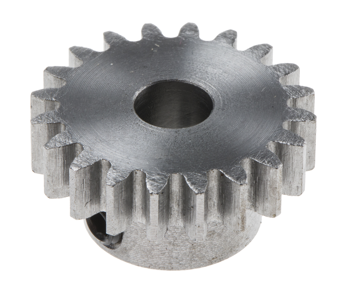 RS PRO Steel 20 Teeth Spur Gear, 1 Module, 6mm Bore Diam, 20mm Pitch Diam, 14mm Hub Diam