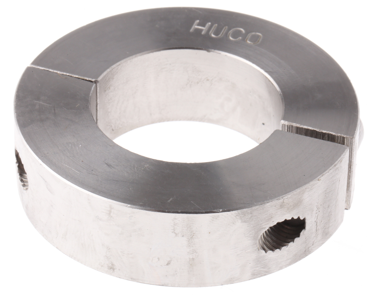 Huco Shaft Collar, Two Piece, Clamp Screw, Bore 30mm, OD 54mm, W 15mm, Stainless Steel