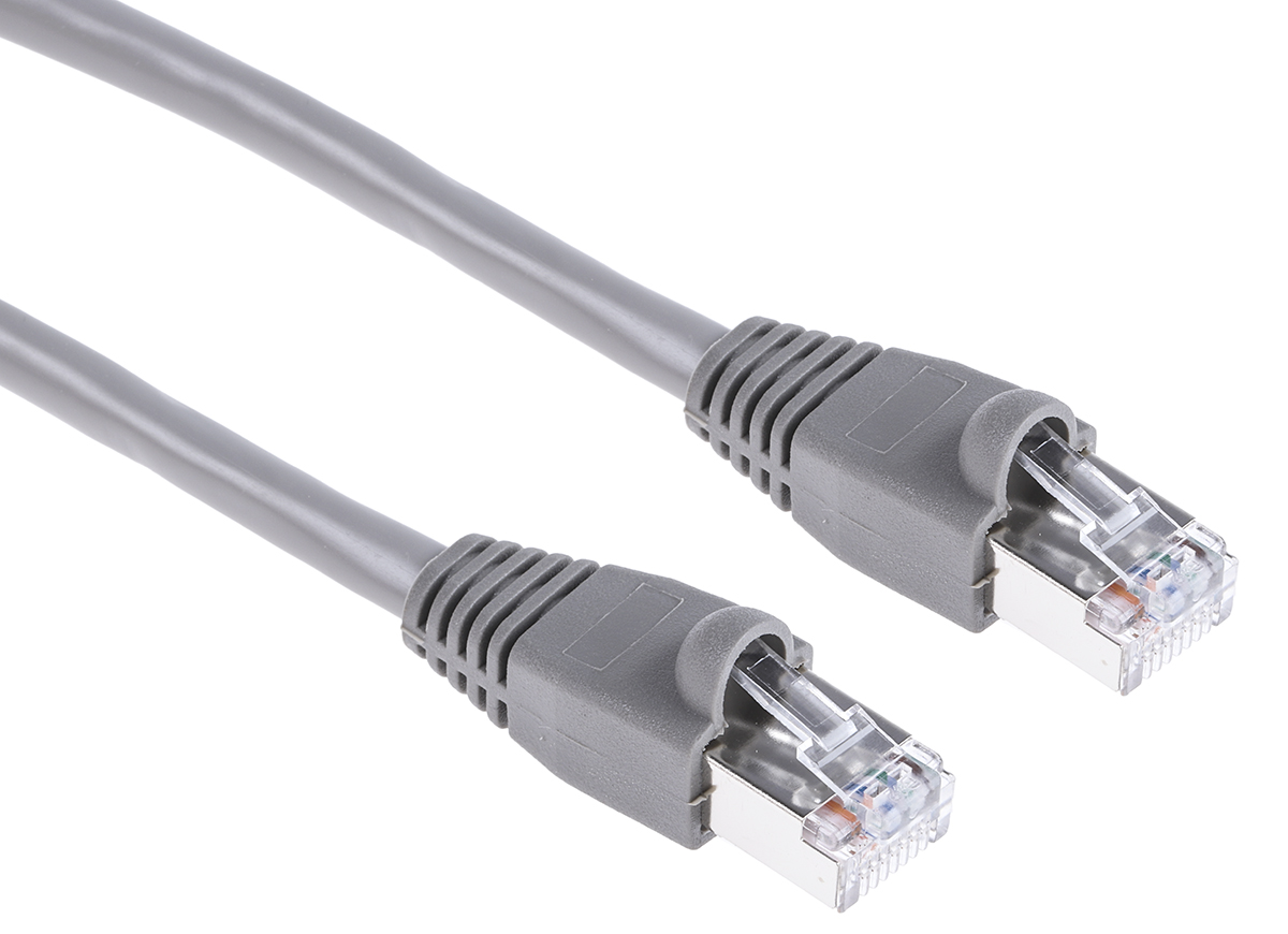 RS PRO, 3m Cat5e, Grey RJ45 to Male RJ45 Male, U/FTP Shielded, Terminated PVC Sheath