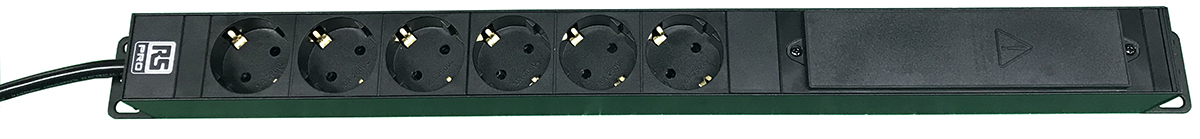 RS PRO Type F - German Schuko 6 Gang Power Distribution Unit, 3m Cable, 16A, 250 V ac