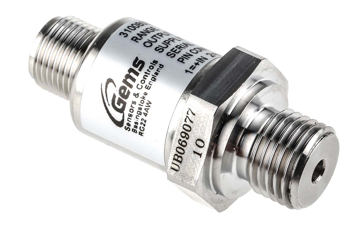 Gems Sensors 3100 Series Pressure Sensor, 0bar Min, 10bar Max, Analogue Output, Relative Reading