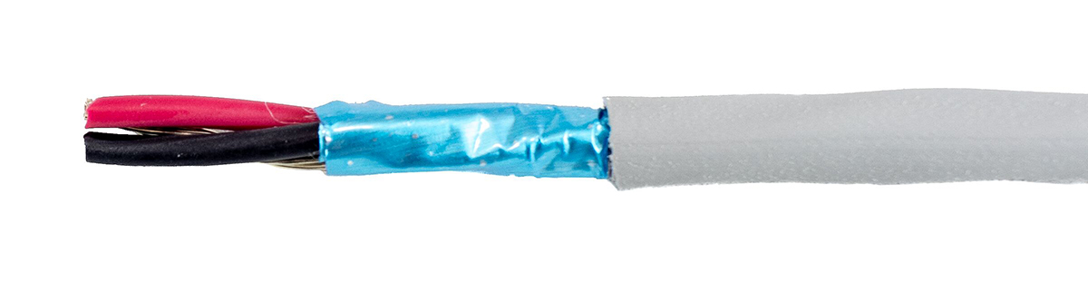 Alpha Wire Ecogen Ecocable Mini Control Cable, 2 Cores, 0.38 mm² 22 AWG, Screened, 30 m, Grey Modified Polyphenylene