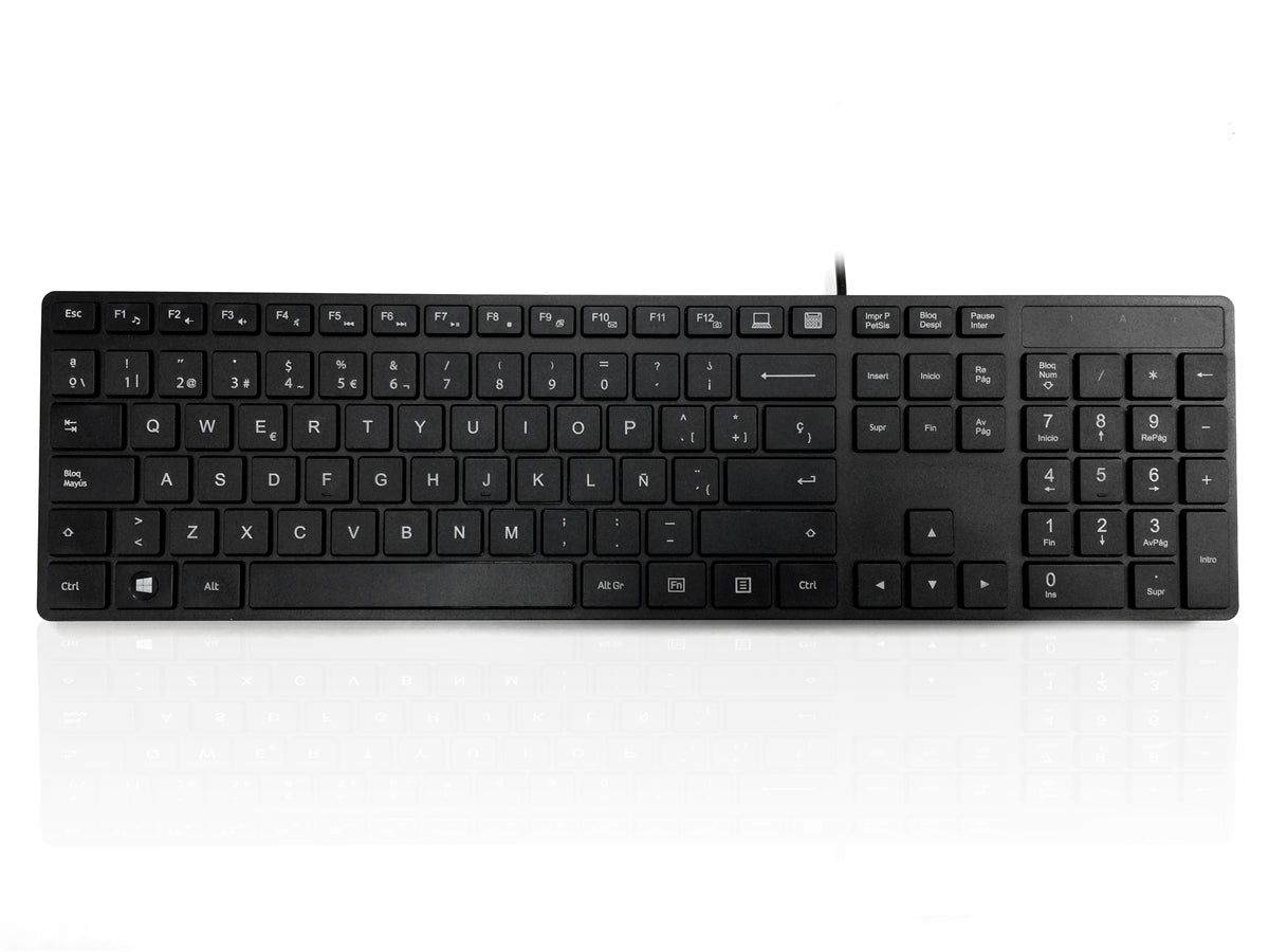 Ceratech KYBAC301-UBLK-SP Wired USB Compact Keyboard, QWERTY (Spain), Black