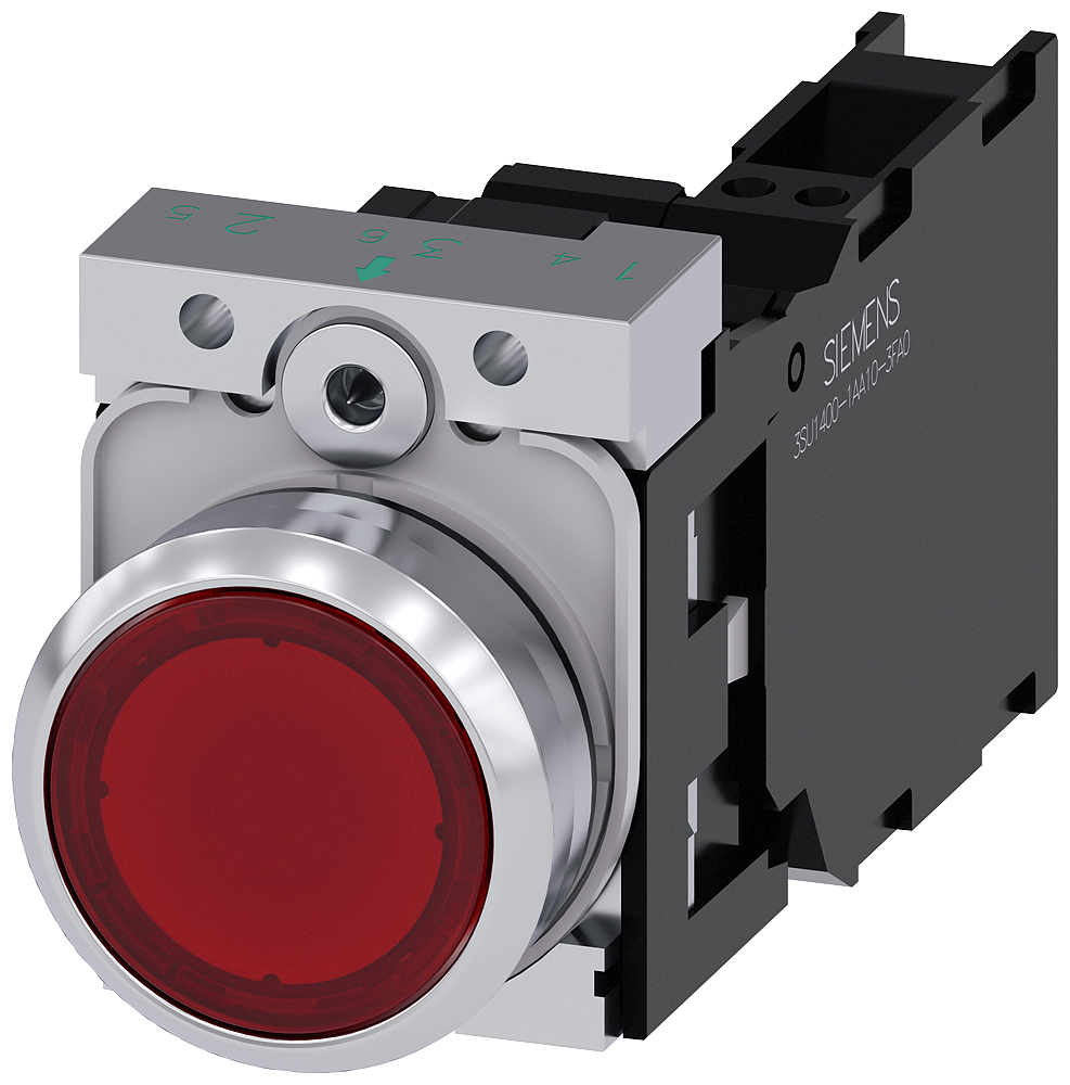 Siemens SIRIUS ACT 3SU11 Series Illuminated Push Button Complete Unit, 22mm Cutout, SPST, IP66, IP67, IP69(IP69K)