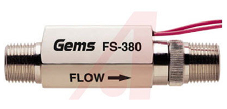Gems Sensors FS-380 Series Piston Flow Switch for Liquid, 0.5 gal/min Max