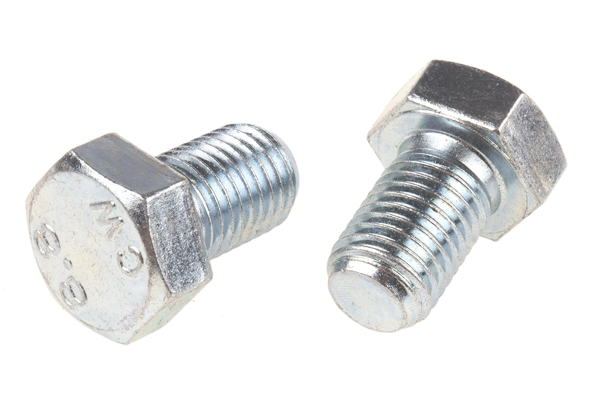RS PRO Bright Zinc Plated Steel, Hex Bolt, M16 x 25mm