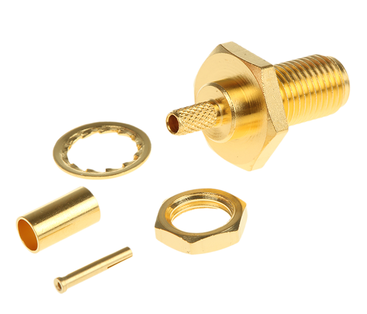 Telegartner, Jack Panel Mount SMA Connector, 50Ω, Crimp Termination, Straight Body