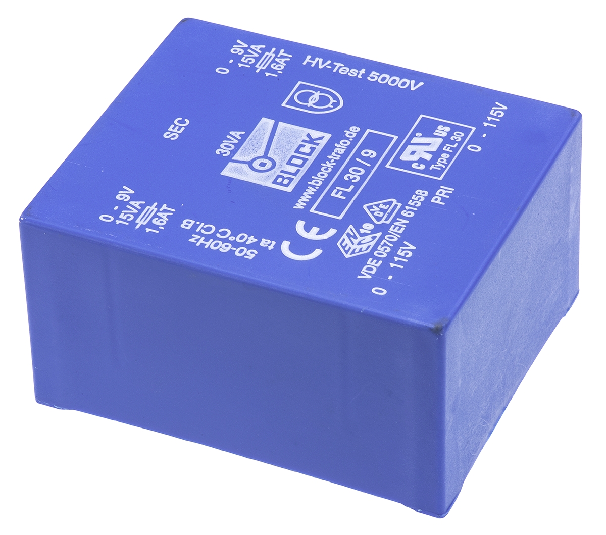 Block 9V ac 2 Output Through Hole PCB Transformer, 30VA