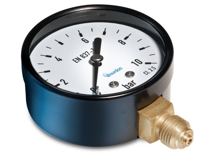 Bourdon G 1/4 Analogue Pressure Gauge 1bar Bottom Entry 50mm Outside Diameter