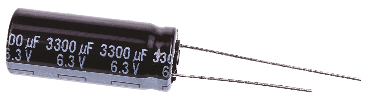 Panasonic 3300μF Aluminium Electrolytic Capacitor 6.3V dc, Radial, Through Hole - EEUFR0J332L