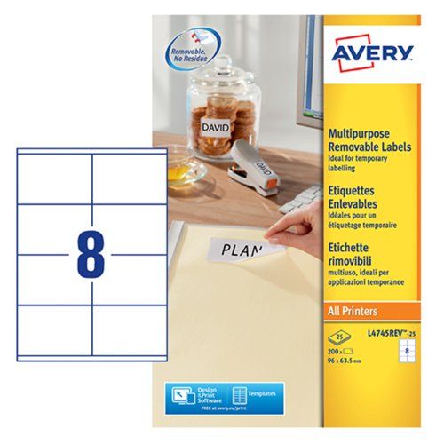 Avery White Adhesive High Visibility Label Sheet, Pack of 25Sheets