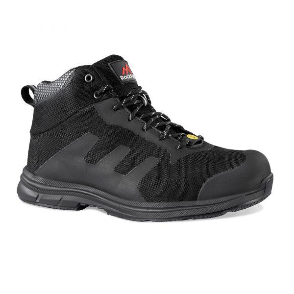 Rockfall Black ESD Safe Fibreglass Toe Capped Safety Boots, UK 6, EU 39