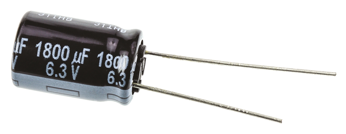 Panasonic 1800μF Aluminium Electrolytic Capacitor 6.3V dc, Radial, Through Hole - EEUFR0J182