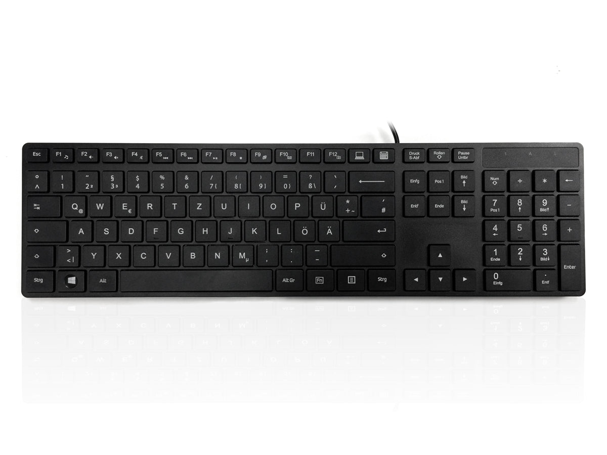 Ceratech KYBAC301-UBLK-GR Wired USB Multimedia Keyboard, QWERTZ (German), Black