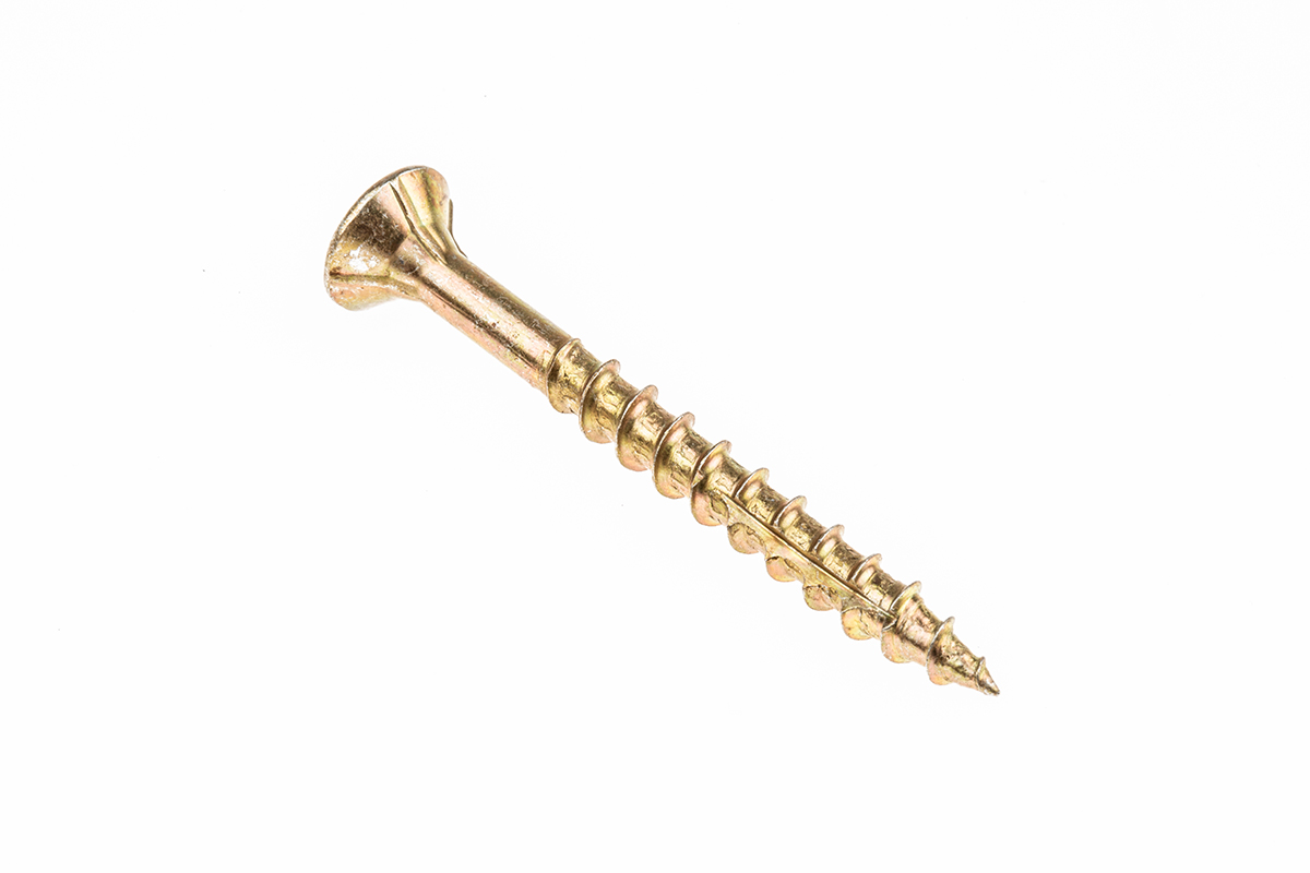 ULTI-MATE Pozisquare Countersunk Steel Wood Screw, Yellow Passivated, Zinc Plated, 5mm Thread, 50mm Length