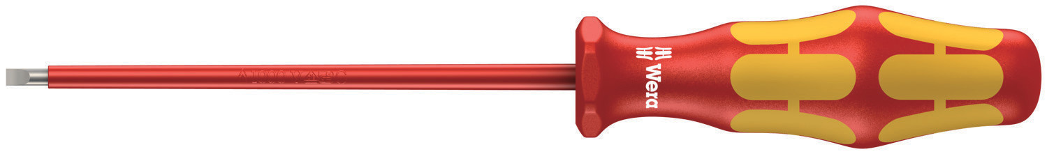 Wera Slotted Insulated Screwdriver, 3 mm Tip, 100 mm Blade, VDE/1000V, 181 mm Overall