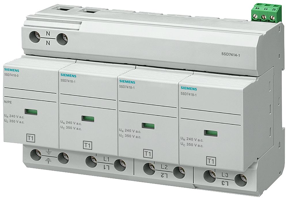 Siemens 3 Phase Surge Protector, 100kA, DIN Rail Mount